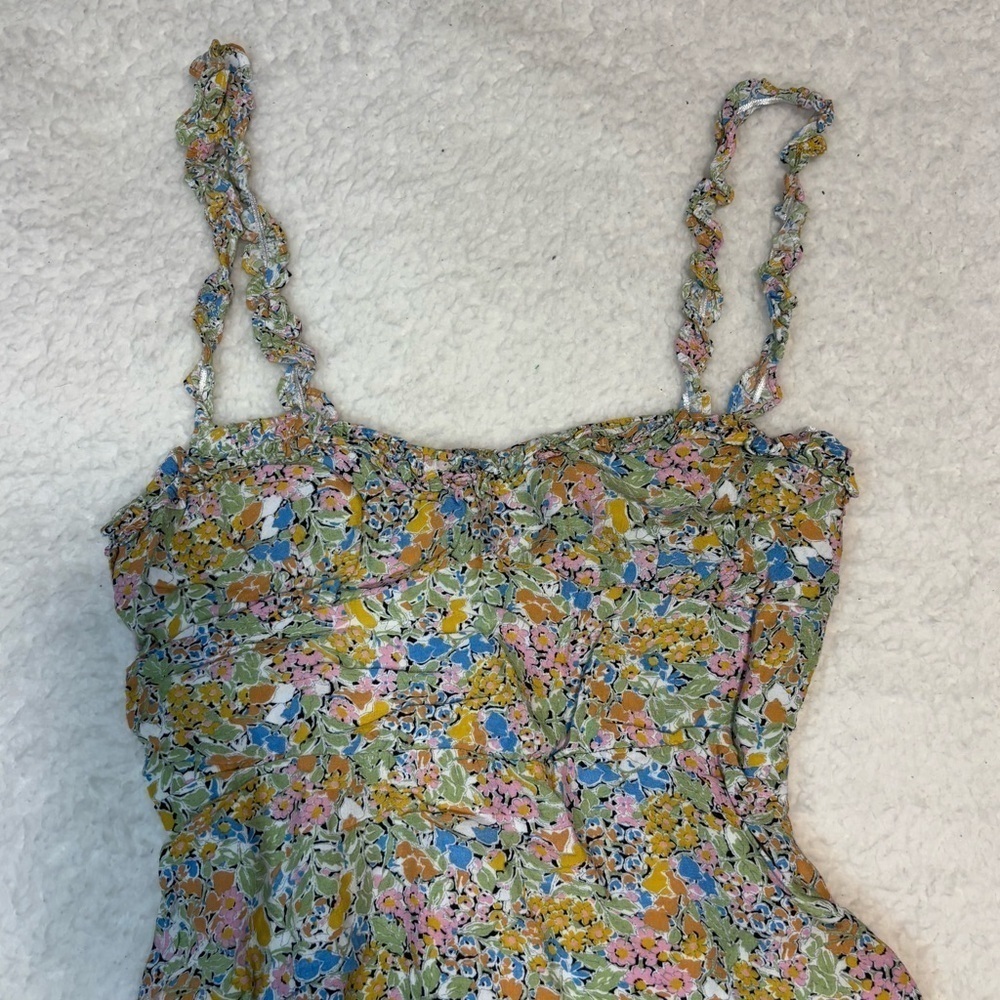 Zara Women Multicolor Floral Ruffle Sweatheart Mini Dress - Picture 2 of 8